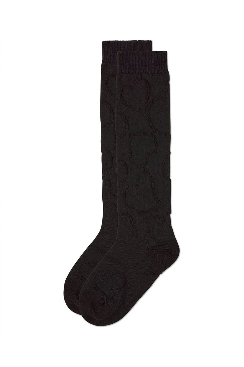 Stretch Multi Heart Design Knee Sock, Alternate, color, Black
