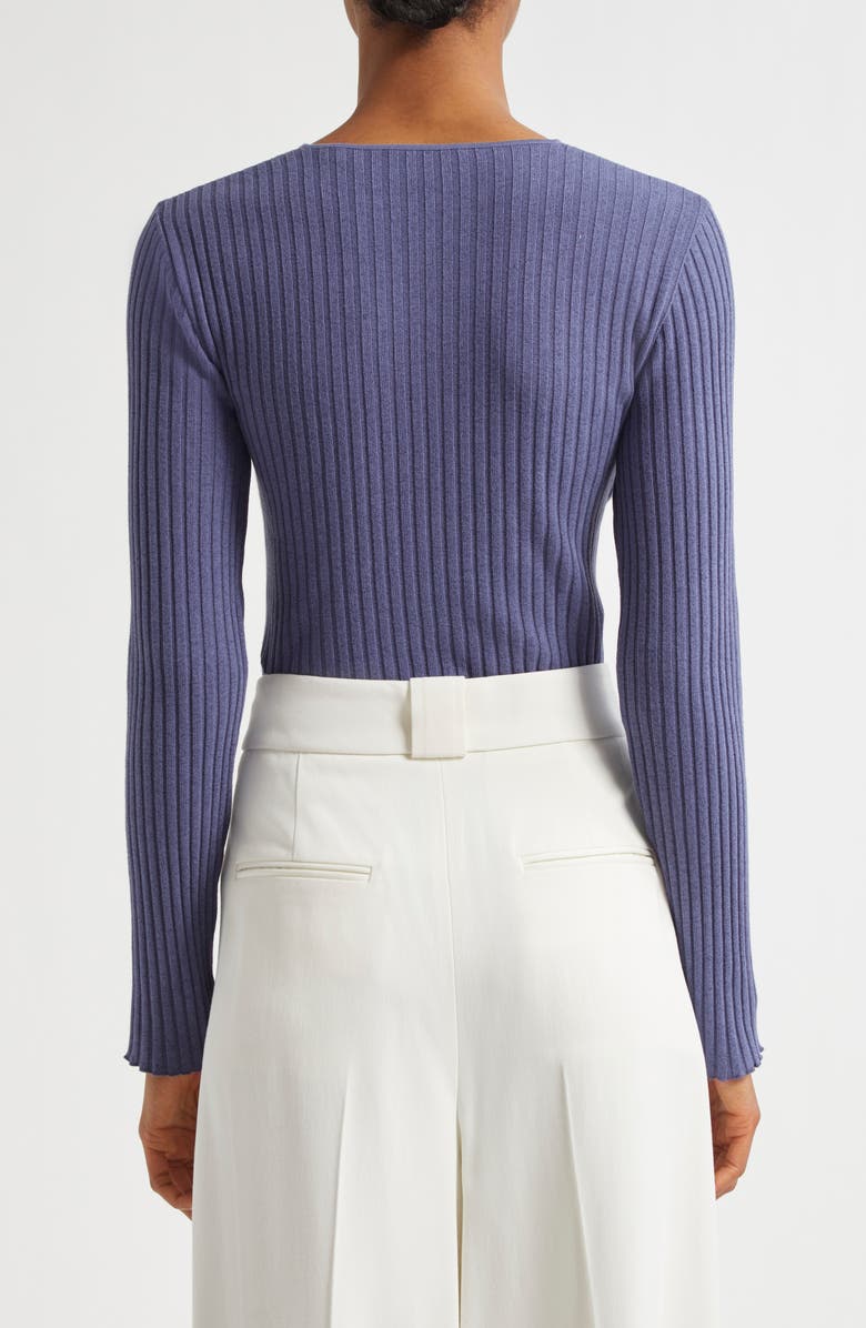 Vince Cotton Blend Rib Henley Sweater, Alternate, color, Dark Periwinkle