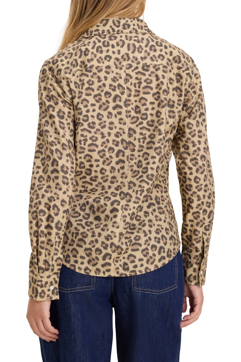 Leopard Print Cotton Blend Button-Up Shirt, Alternate, color, NEUTRAL MULTI