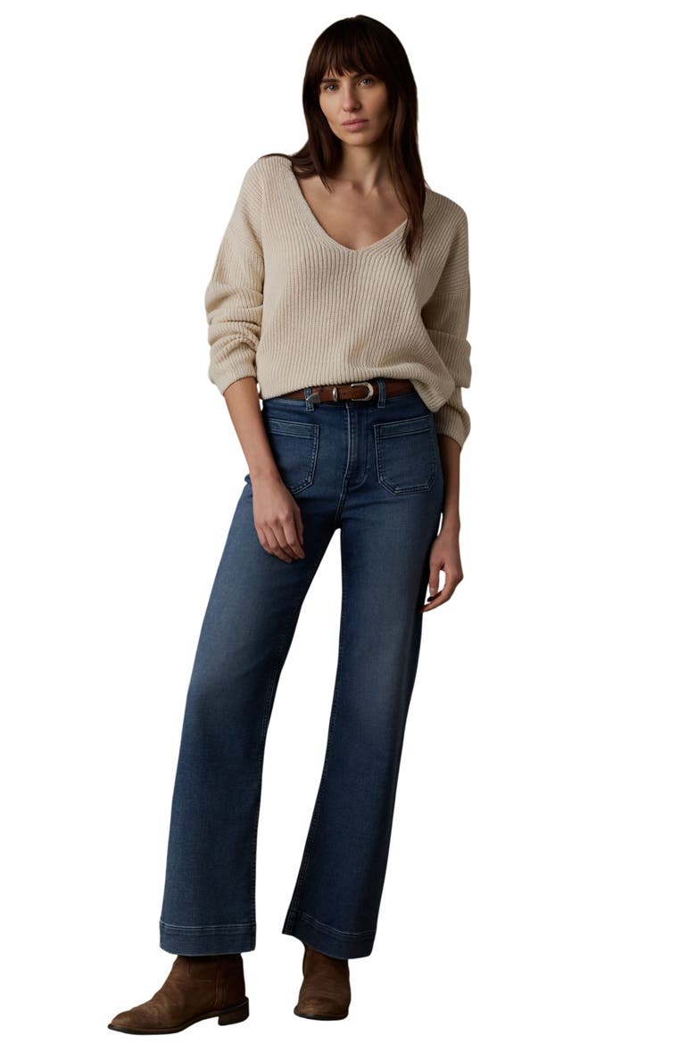 Miramar Stripe Deep V-Neck Sweater, Alternate, color, SUMMER SAND