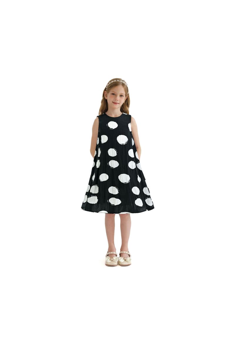 Polka Dot Sleeveless Dress, Alternate, color, Black
