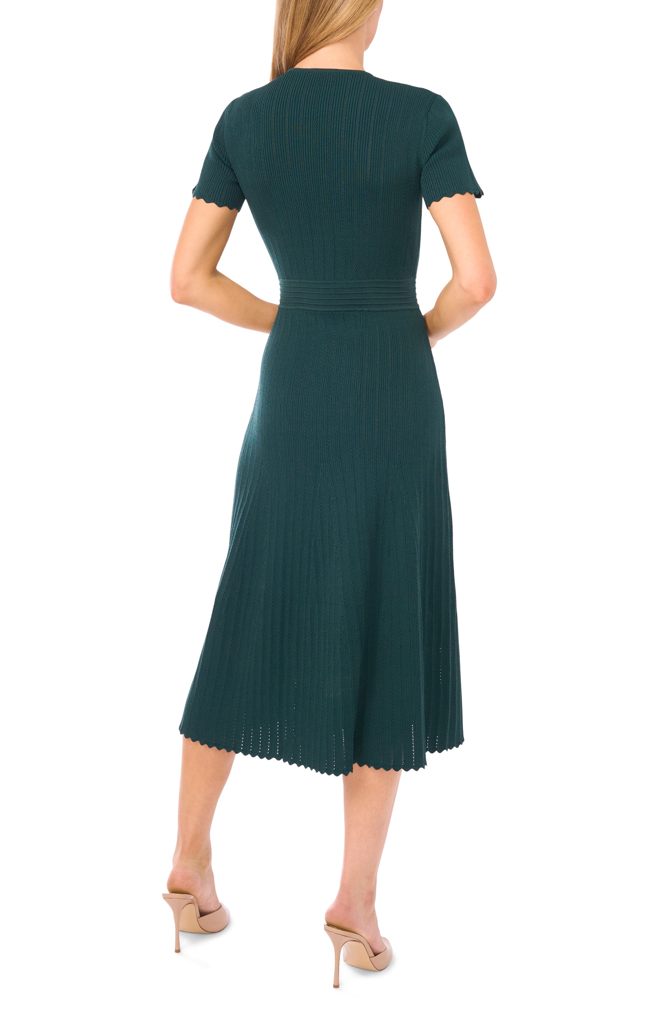 Pointelle Short Sleeve Midi Dress - image 2