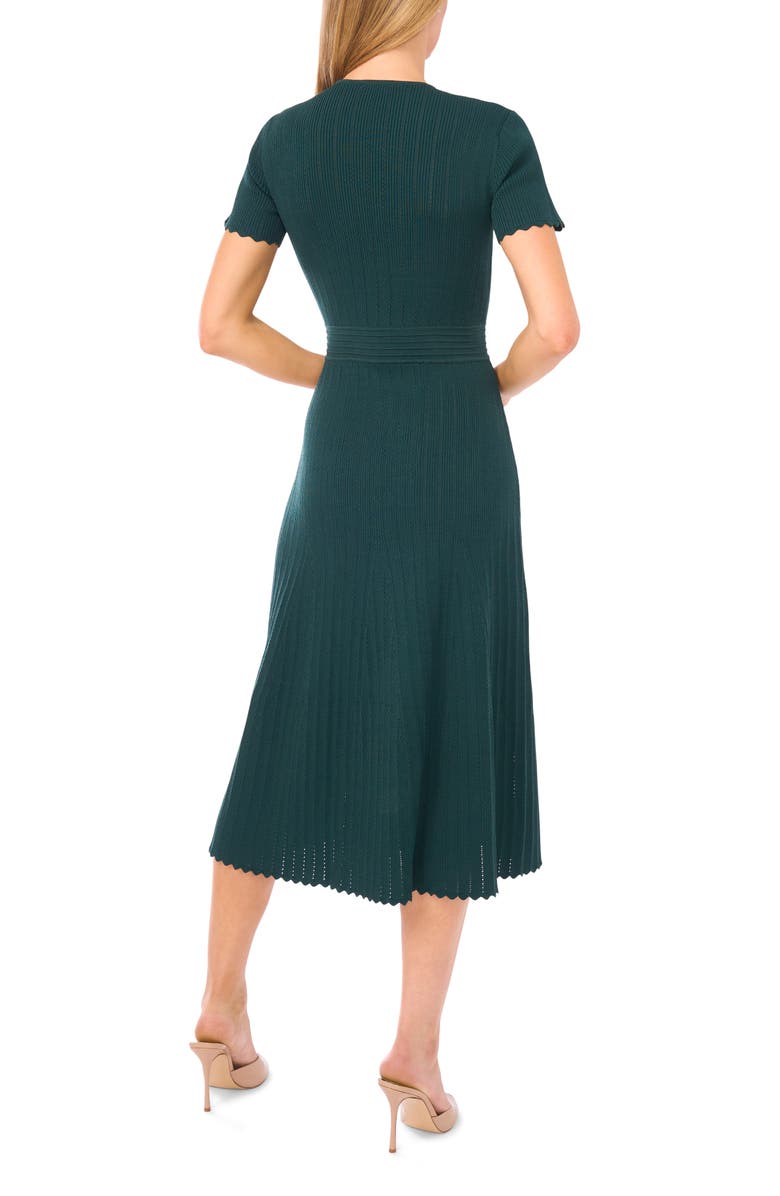 Ted Baker Pointelle Short Sleeve Midi Dress, Alternate, color, Midnight Teal