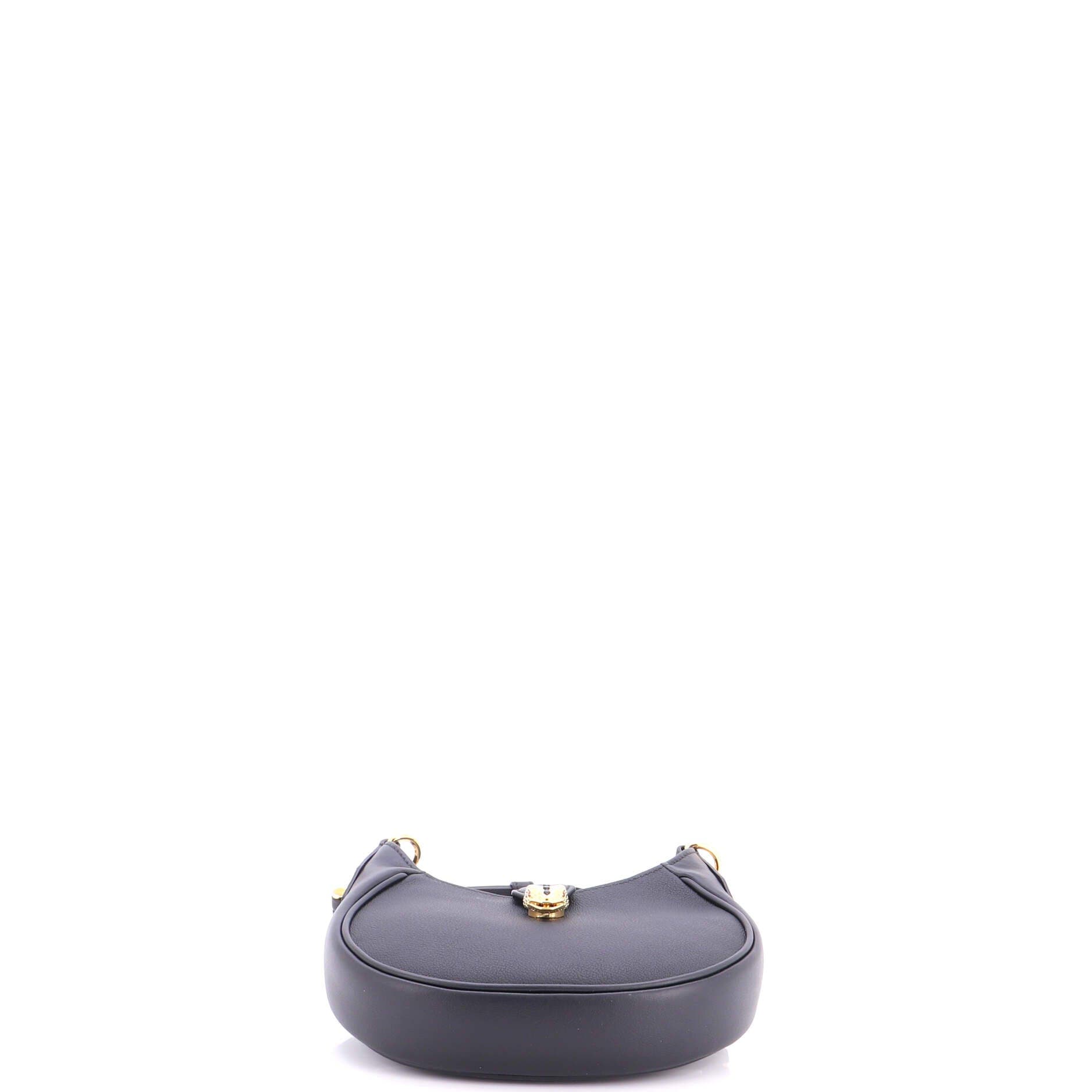 Serpenti Ellipse Crossbody Bag Leather Mini, Alternate, color, Black