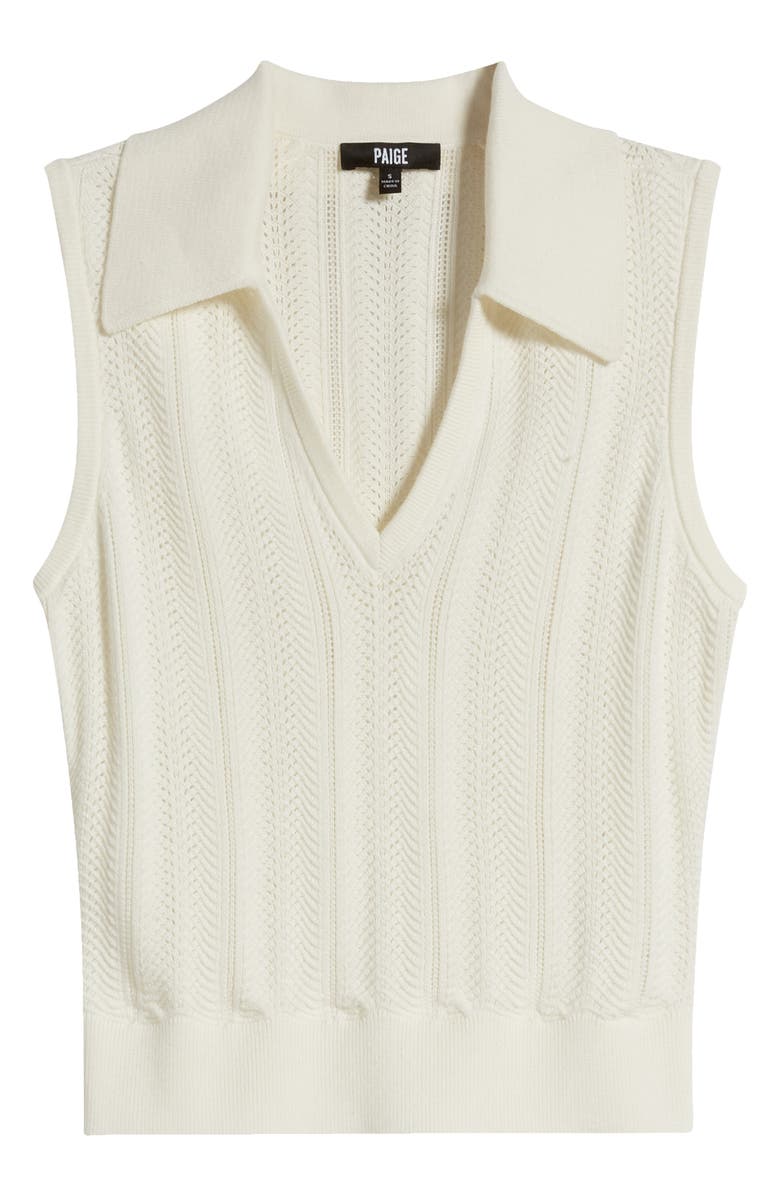 PAIGE Rossana Sleeveless Pointelle Polo Sweater, Alternate, color, Ivory