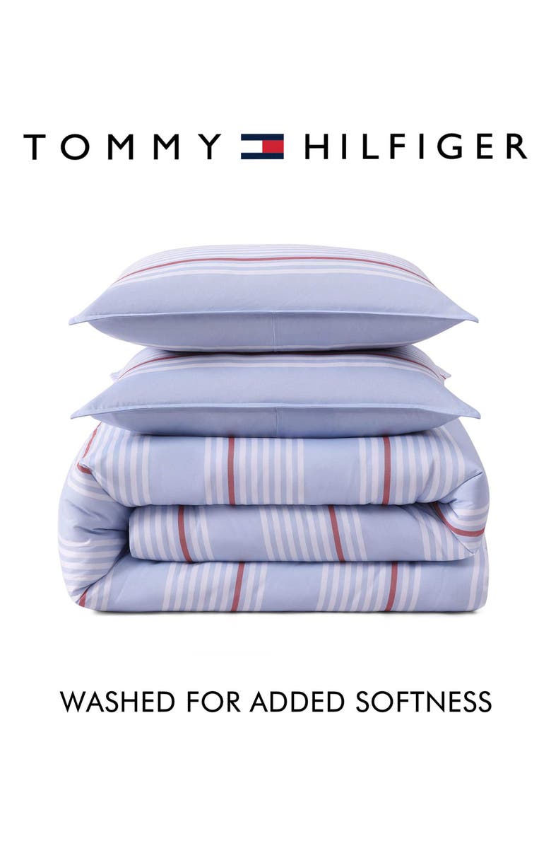 Tommy Hilfiger Lido Stripe 4-Piece Comforter Set, Alternate, color, Blue/ Red