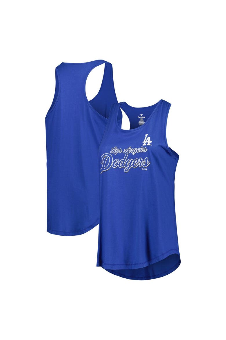 Women's Royal Los Angeles Dodgers Plus Size Scoop Neck Racerback Tank Top, Main, color, Royal