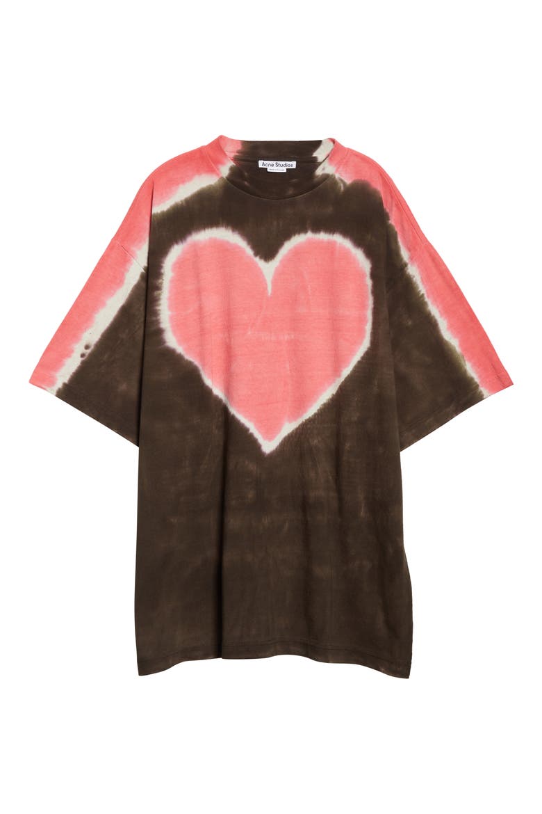 Edra Couer Tie Dye Cotton Graphic Tee, Alternate, color, DARK BROWN/ PINK