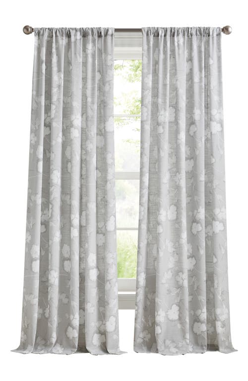 Dkny Dandelion Floral Print Set Of 2 Poletop Curtain Panels In Grey