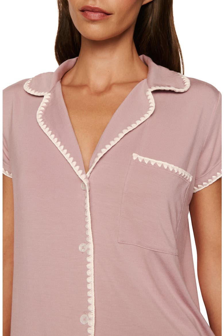 Frida Short Pajamas, Alternate, color, WOODROSE/ IVORY
