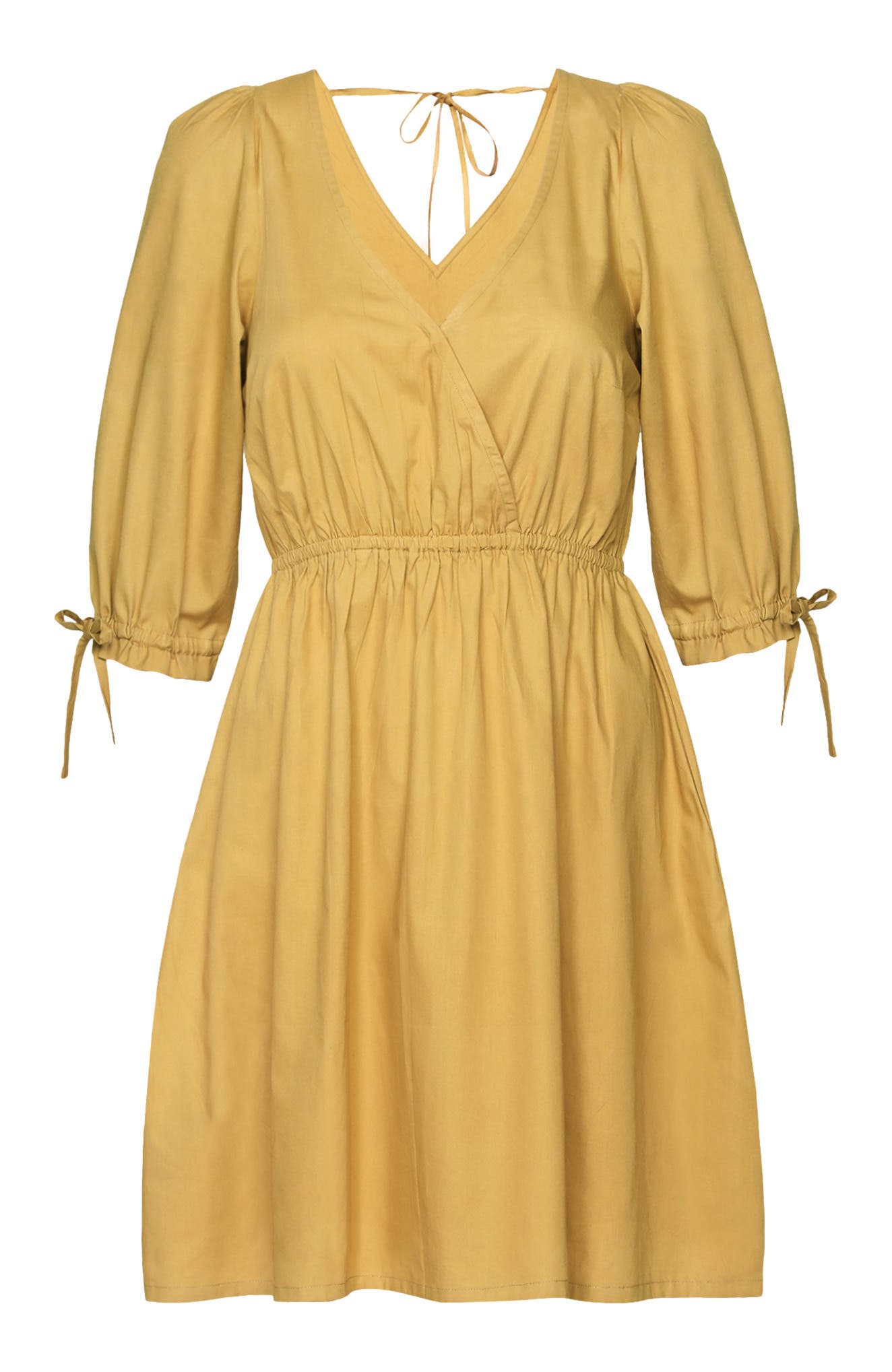 Gathered Elbow Sleeve Short Dress - image 2
