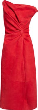 Proenza Schouler Kaelin One-Shoulder Suede Midi Dress