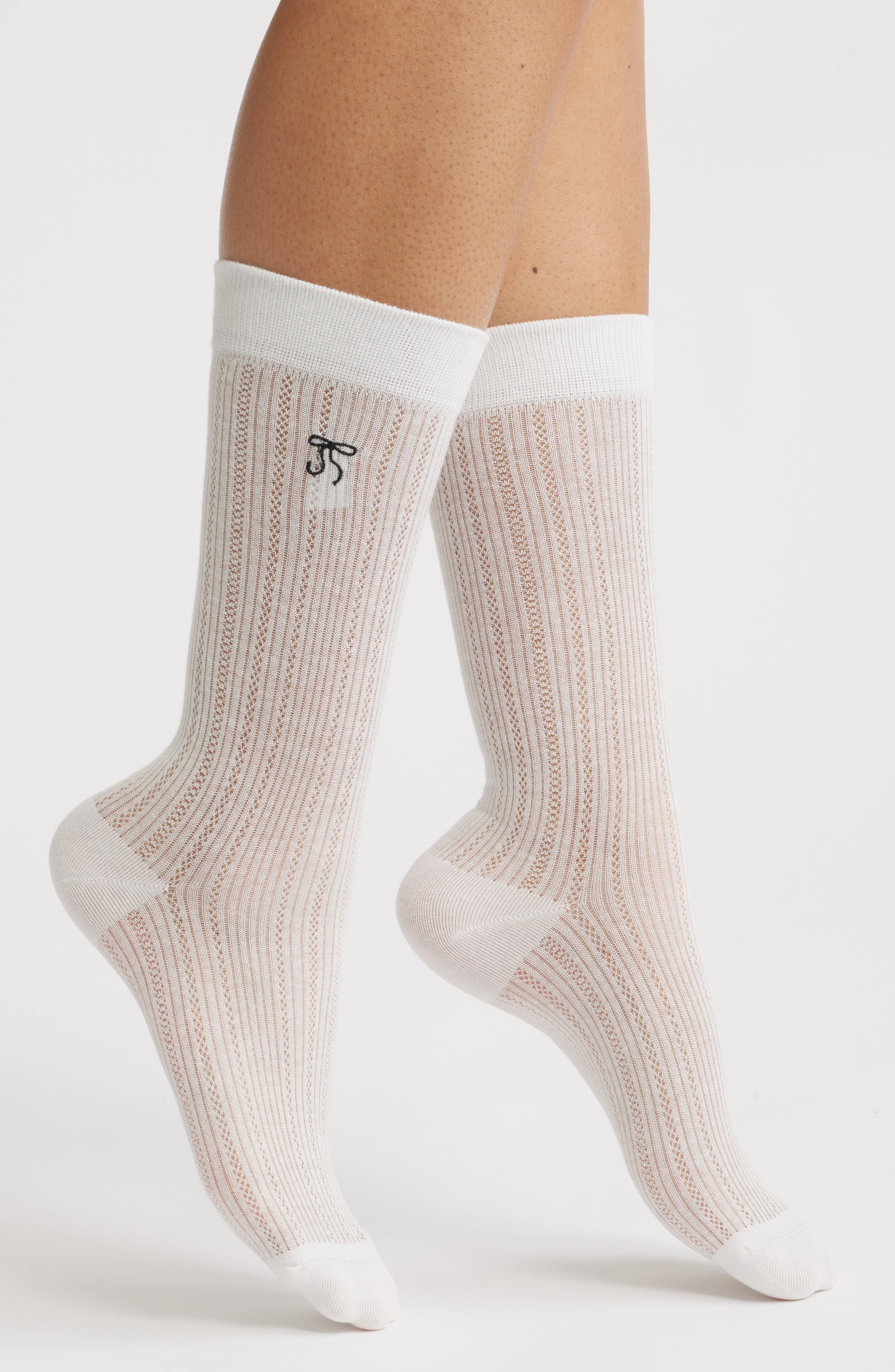 Kate Pointelle Bow Crew Socks - image 5
