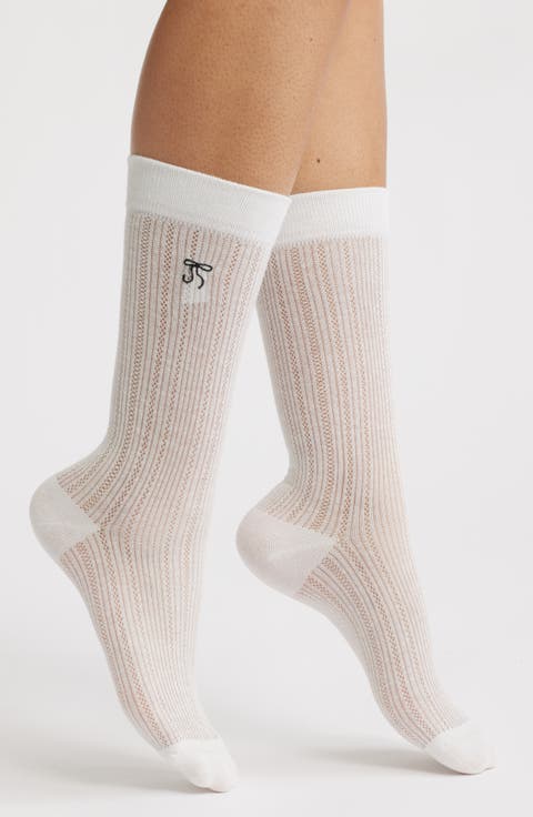 Kate Pointelle Bow Crew Socks