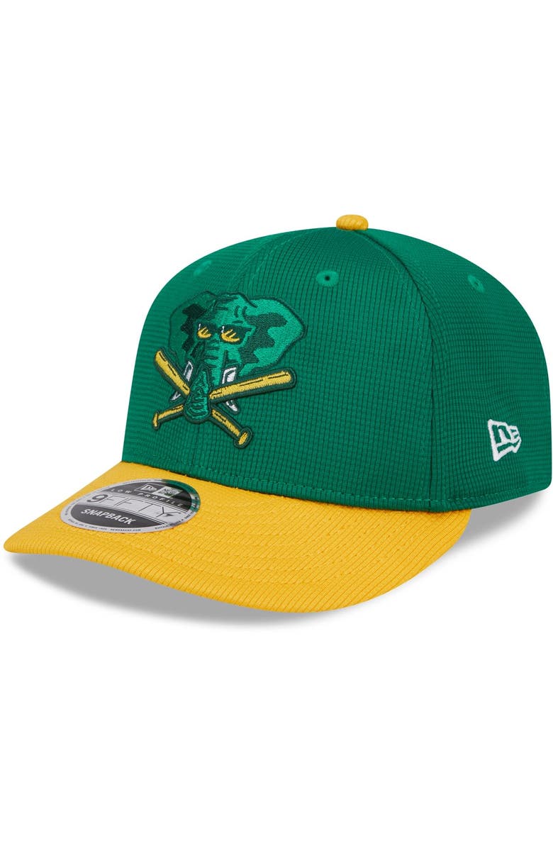 New Era Men's New Era  Kelly Green Oakland Athletics 2024 Batting Practice Low Profile 9FIFTY Snapback Hat, Main, color, 