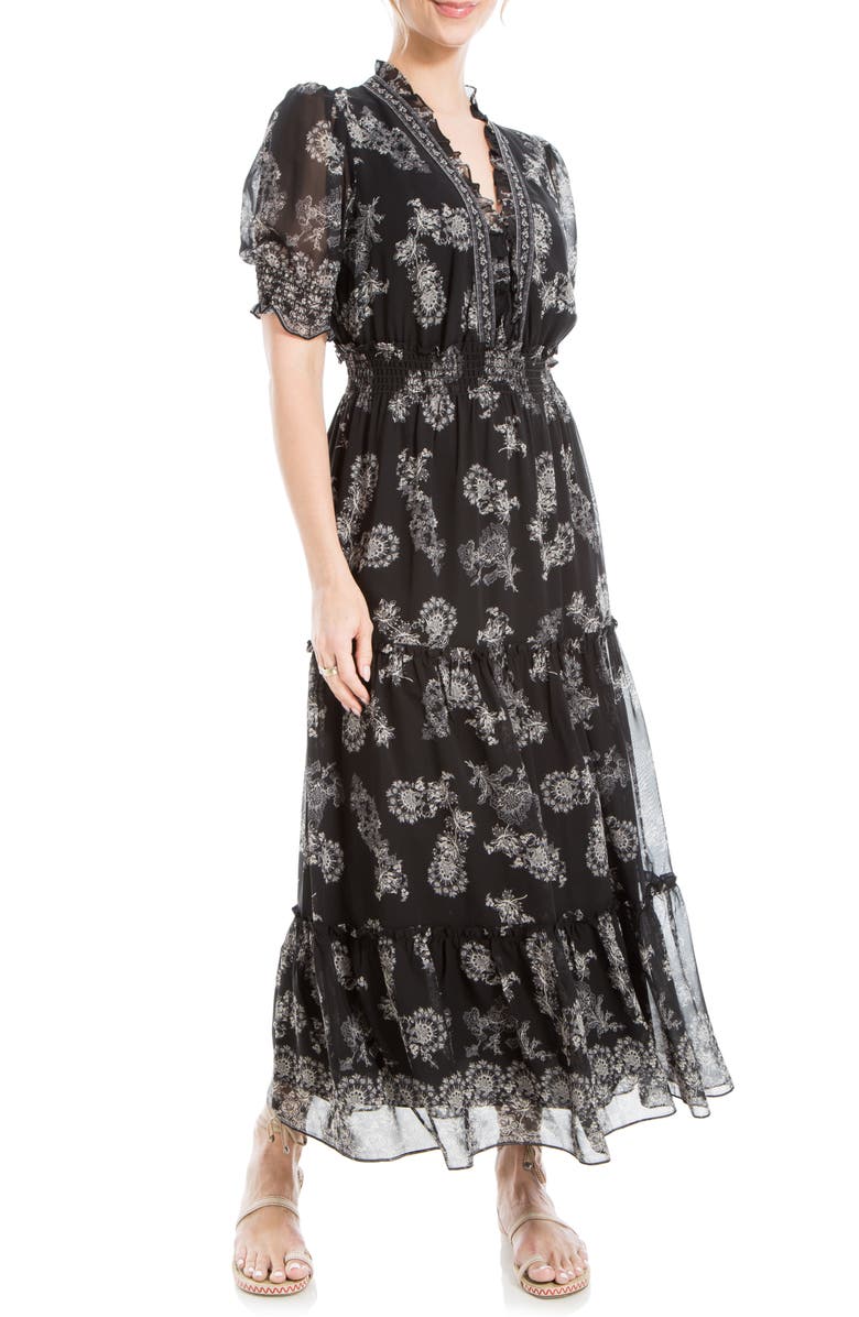 MAX STUDIO Floral Tiered Midi Dress, Main, color,