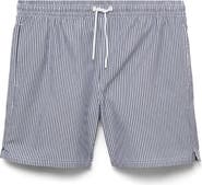 MANGO Seersucker Swim Trunks