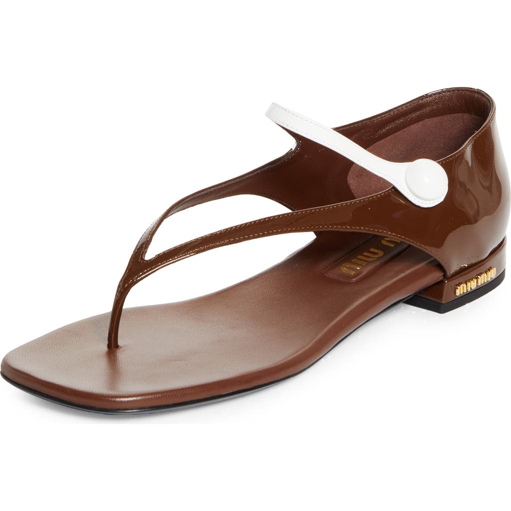 Shop Miu Miu Mary Jane Sandal In Palissandro/bianco