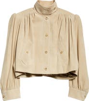 Chloé Puff Shoulder Suede Crop Jacket