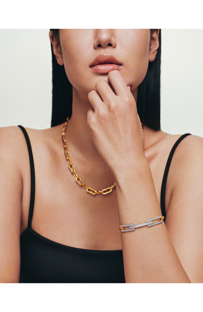 Monica Vinader Lab Created Diamond Signature Bangle, Alternate, color, 18K Gold Vermeil