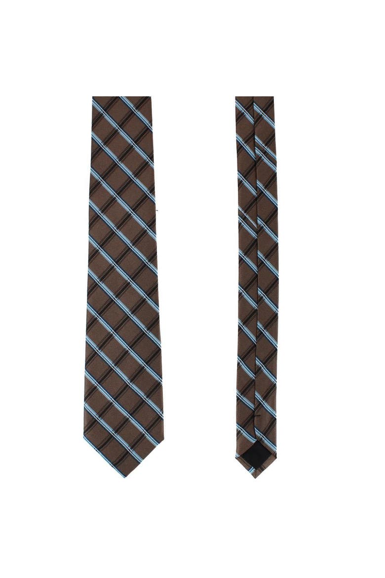 Norbert Square Patterned Business Silk Necktie, Alternate, color, Brown