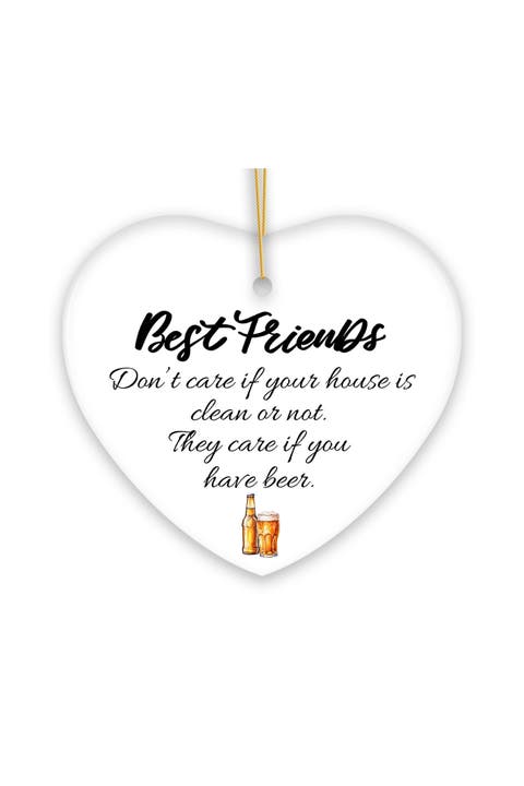 Best Friends Beer Lovers Heart Ornament - Version 1