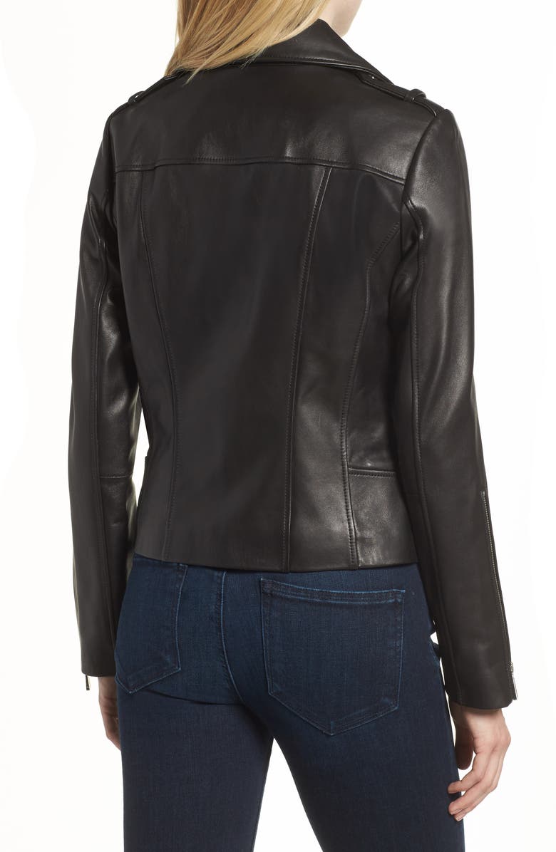 MICHAEL Michael Kors Classic Leather Moto Jacket, Alternate, color, 