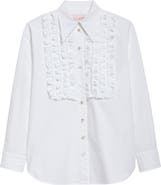 Valentino Garavani Ruffle Bib Cotton Poplin Button-Up Shirt