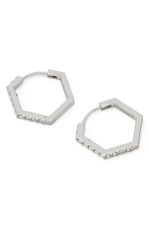 Allsaints Hattie Crystal Hexagon Hoop Earrings In Silver