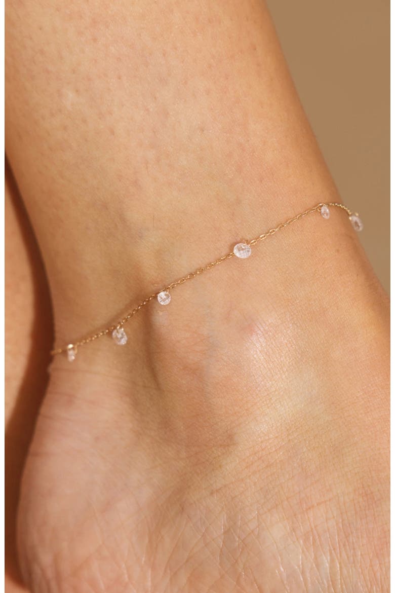 Dew Drop Floating Anklet, Alternate, color, Gold Vermeil