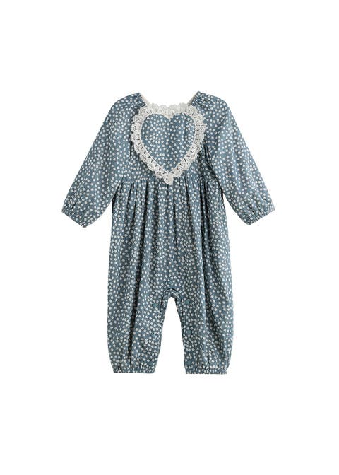 Dolly Long Sleeve Floral Lace Heart Bubble Romper