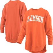PRESSBOX Women's Pressbox  Orange Clemson Tigers Melange Poncho Vintage Fleece Long Sleeve Pullover Sweatshirt