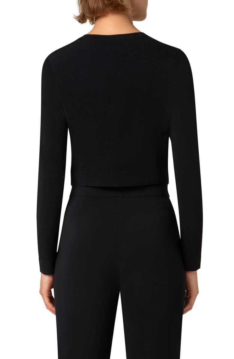Akris punto Crop Crewneck Cardigan, Alternate, color, Black