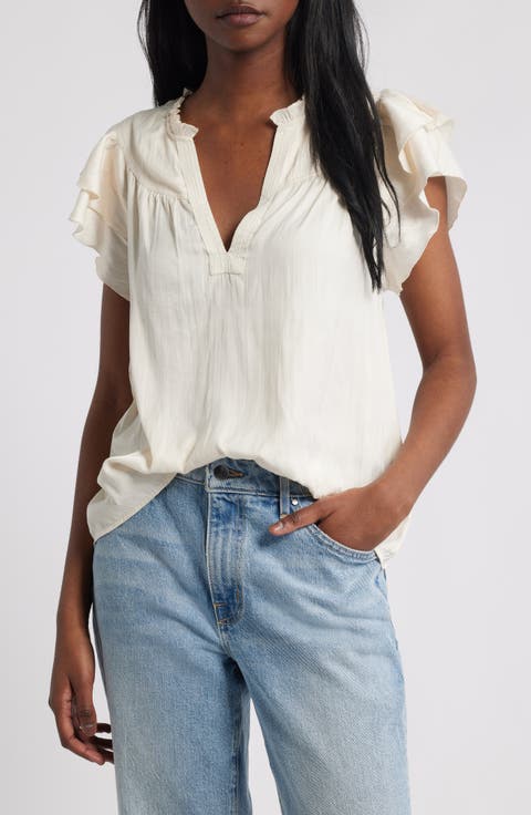 Calista Floral Flutter Sleeve Top