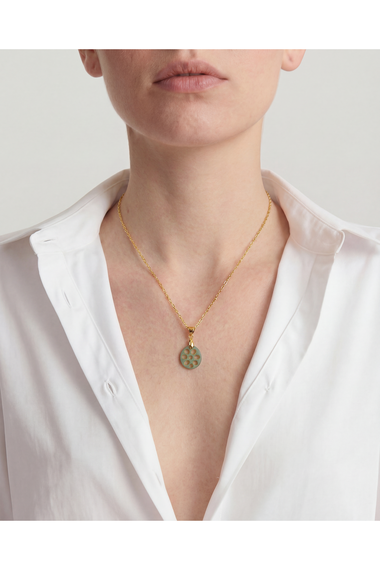 Lotus root Jade pendant necklace, Alternate, color, Light green