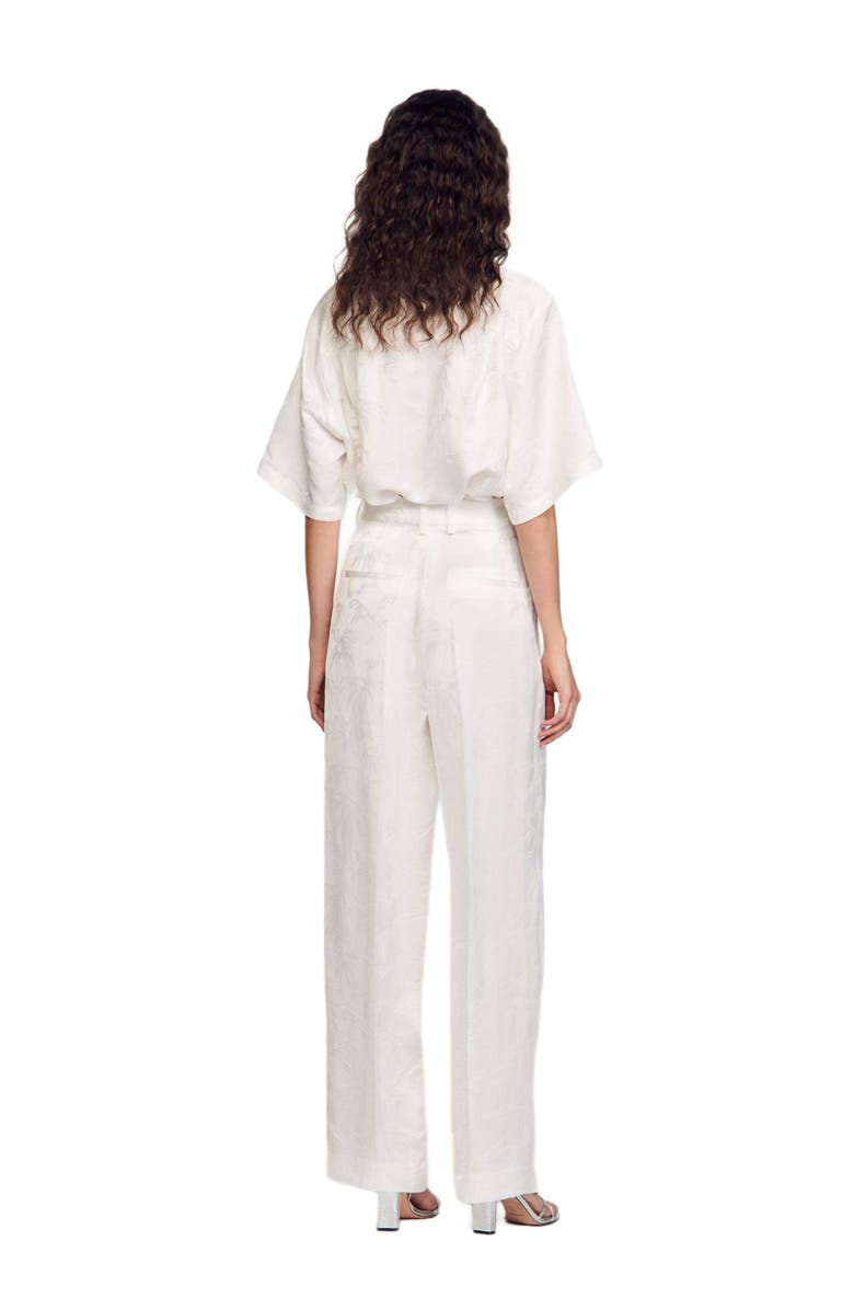 SANDRO Jacquard flowers trousers, Alternate, color, White