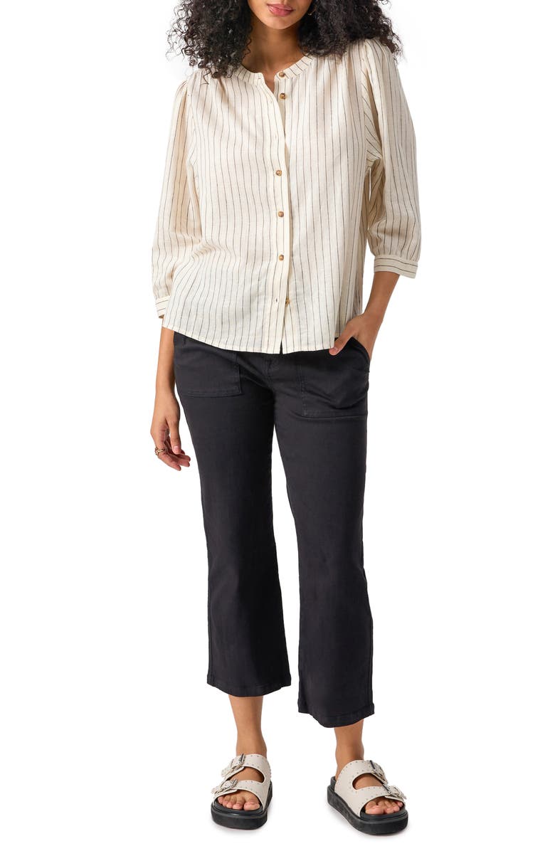 Sanctuary Stripe Linen Blend Button-Up Shirt, Alternate, color,