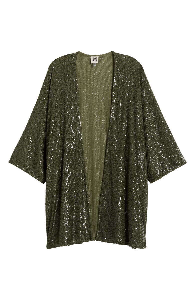 Anne Klein Sequin Draped Open Front Cardigan, Alternate, color, 