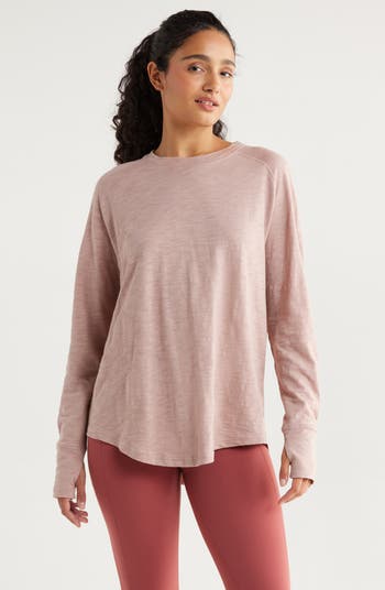 Zella Relaxed Washed 2.0 Long Sleeve Slub Tee | Nordstrom
