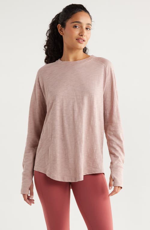 Zella Relaxed Washed 2.0 Long Sleeve Slub Tee In Gray