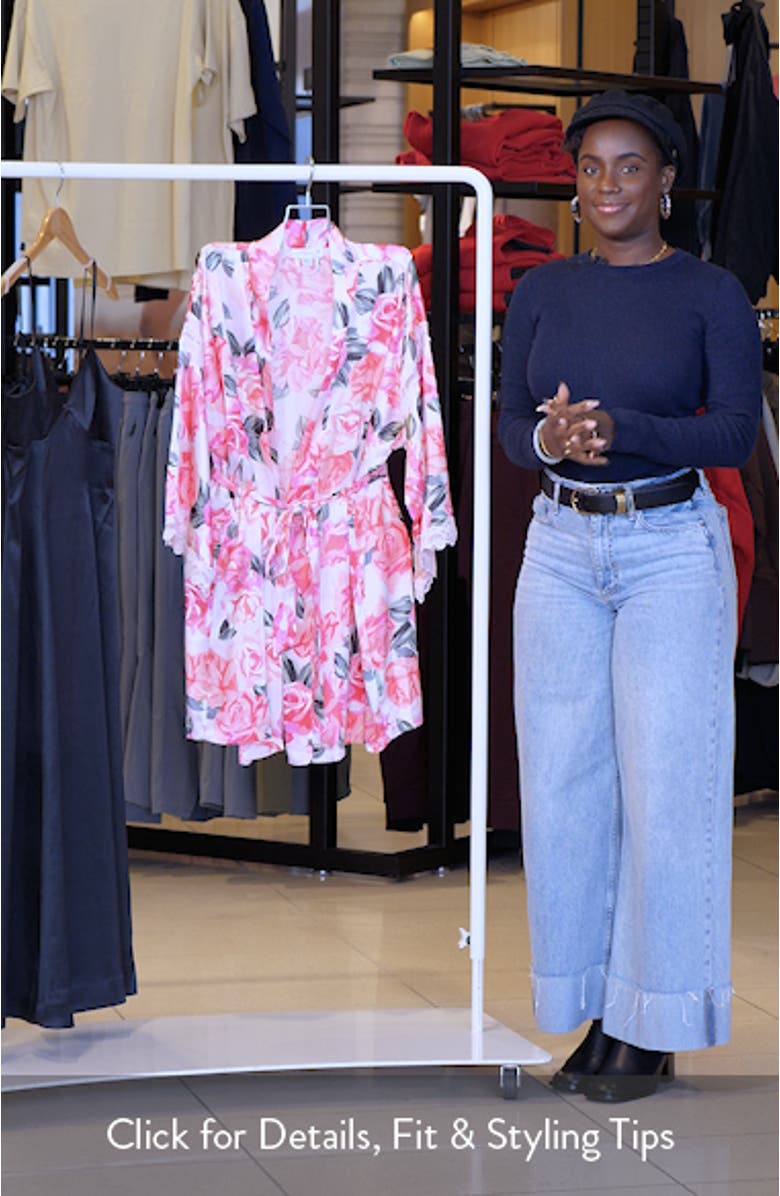 Ella Floral Lace Trim Satin Robe, sales video thumbnail