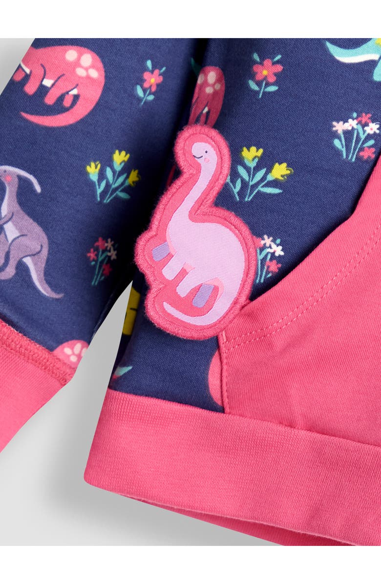 JOJO MAMAN BEBE Kids' Dino Appliqué Reversible Zip-Up Hoodie, Alternate, color, Fuchsia