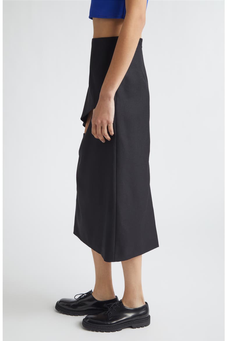 Diagonal Slash Wool & Mohair Midi Skirt, Alternate, color, BLACK