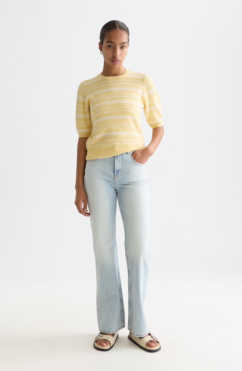 Scotch & Soda Stripe Puff Sleeve Sweater, Alternate, color, Parsnip Stripe