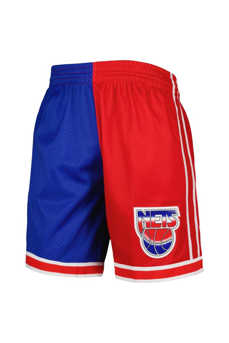 Men's Mitchell & Ness Blue/Red New Jersey Nets Hardwood Classics 1993 Split Swingman Shorts, Alternate, color, Blue