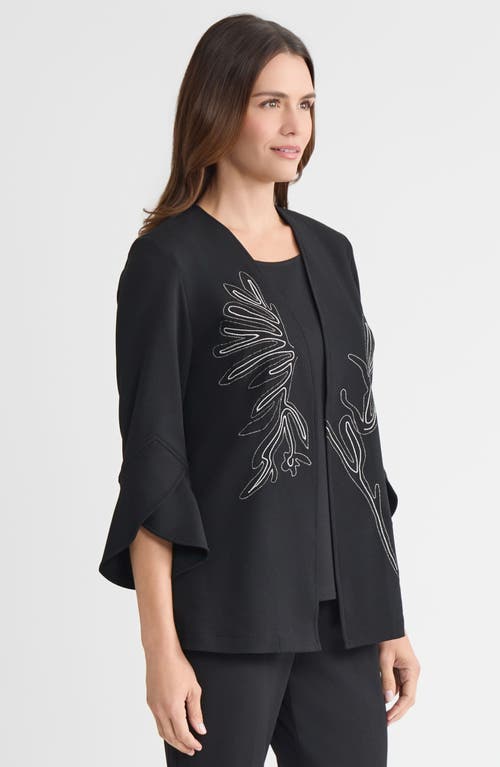 Ming Wang Heritage Embroidered Stretch Deco Crepe Jacket In Black