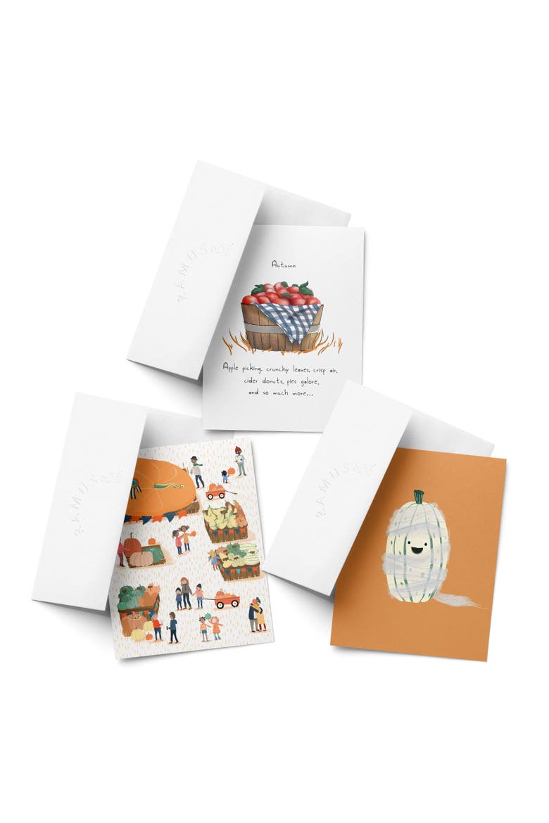 Apple Picking, Pumpkin Thanksgiving, Mummy Pumpkin Fall/Autumn Greeting Card Pack Sets, Main, color, Multi-Pack