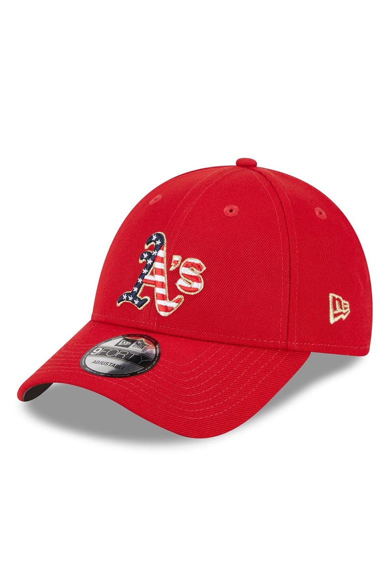 Men's New Era  Red Oakland Athletics 2023 Fourth of July 9FORTY Adjustable Hat, Alternate, color, Red