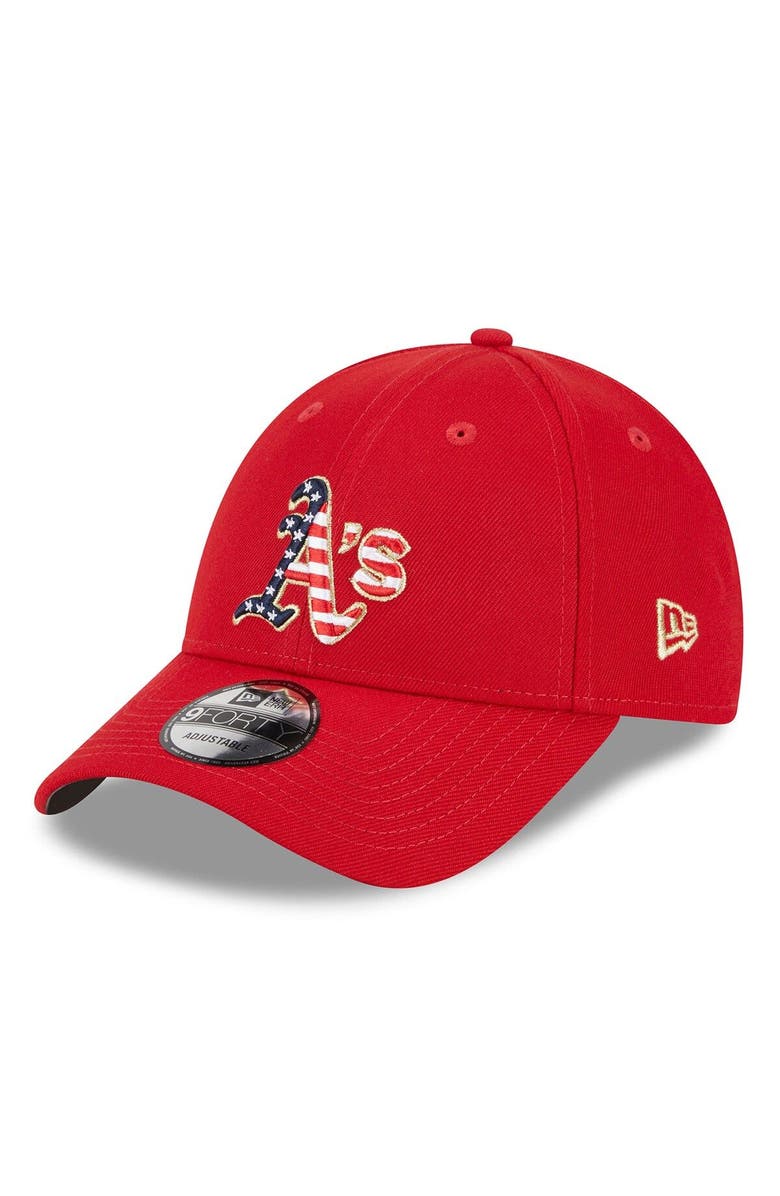 New Era Men's New Era  Red Oakland Athletics 2023 Fourth of July 9FORTY Adjustable Hat, Alternate, color, Red