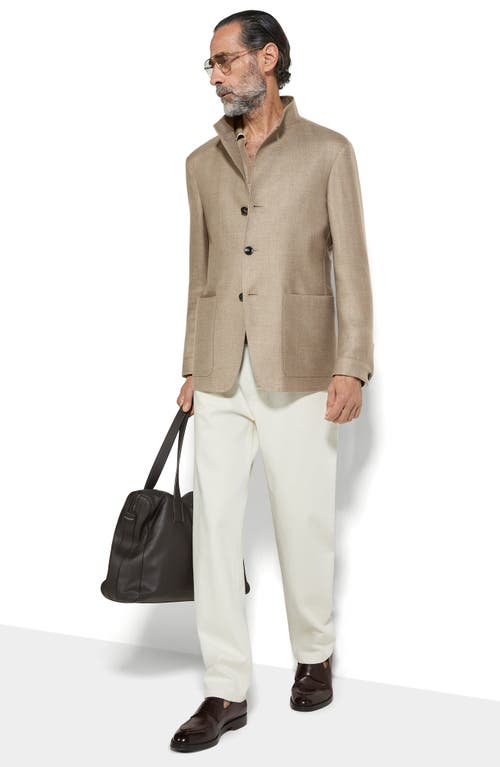 Zegna Linen-blend Shirt Jacket In Light Taupe